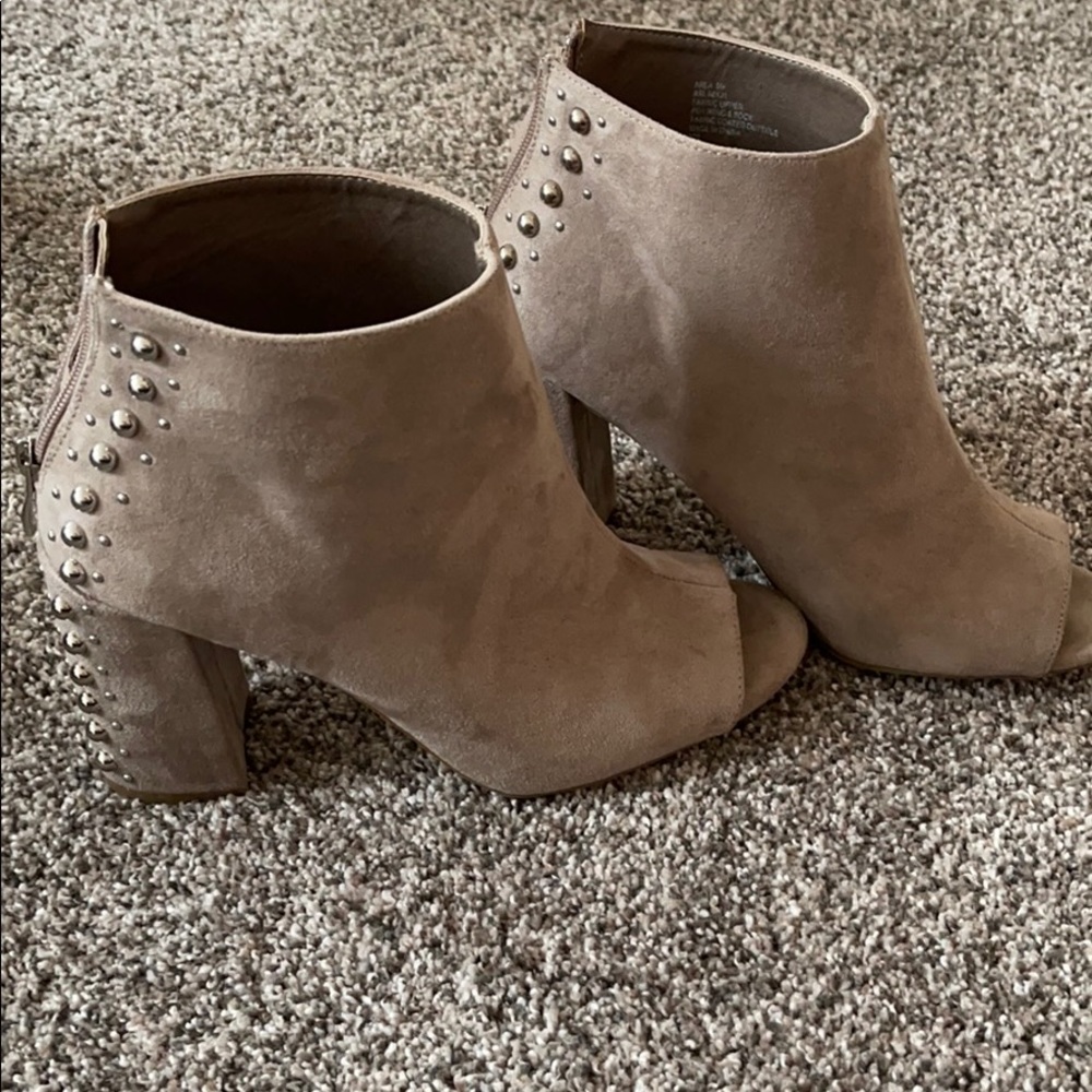 Tan bootie. With studded detail